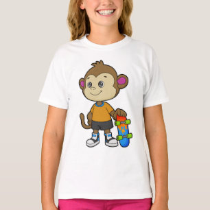 Monkey som Skater med Skateboard T Shirt
