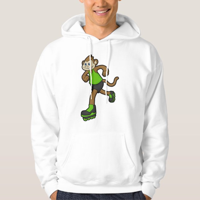 Monkey som Skater med textbundna skal Hoodie (Framsida)