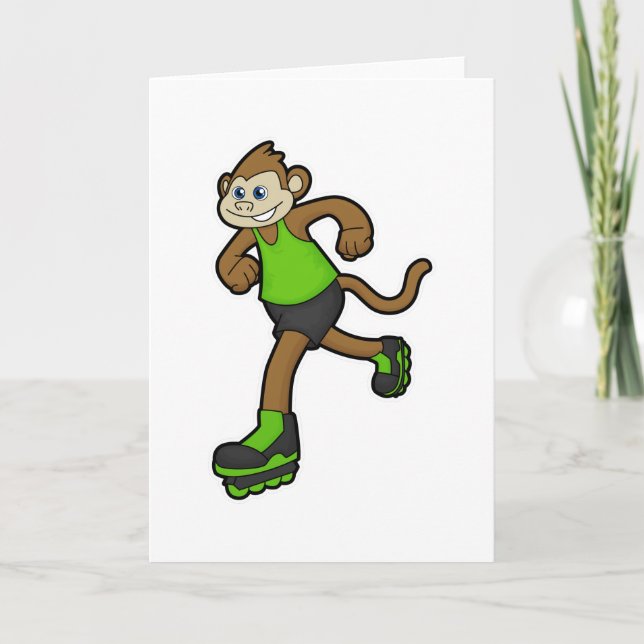 Monkey som Skater med textbundna skal Kort (Framsida)