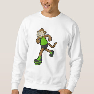 Monkey som Skater med textbundna skal Lång Ärmad Tröja