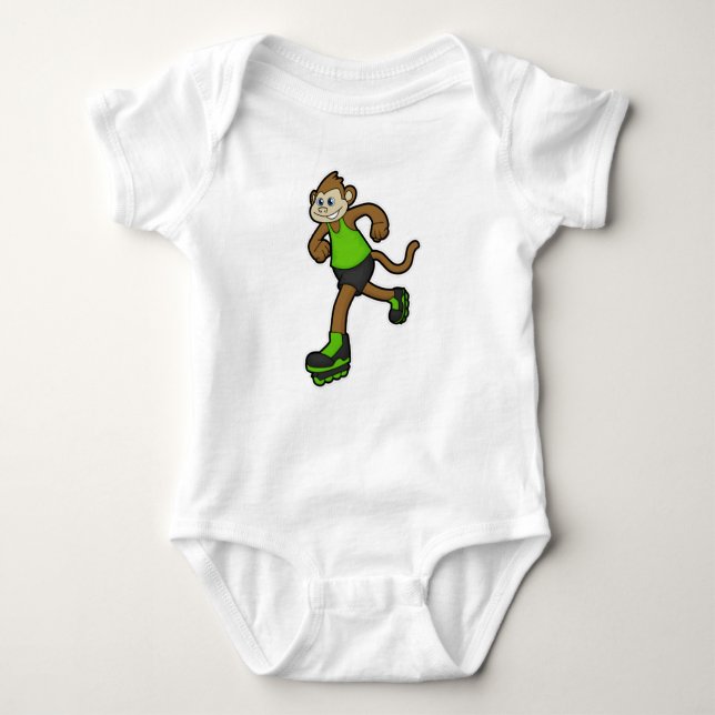 Monkey som Skater med textbundna skal T Shirt (Framsida)