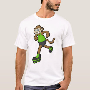 Monkey som Skater med textbundna skal T Shirt