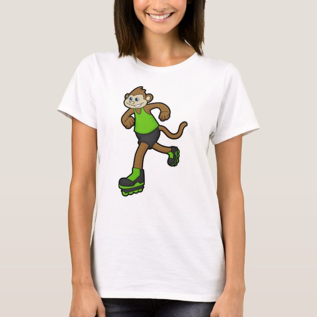 Monkey som Skater med textbundna skal T Shirt (Framsida)