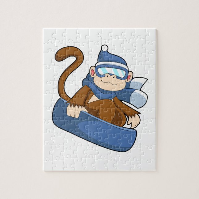 Monkey som Snowboarder med Sonowboard.PNG Pussel (Vertikal)