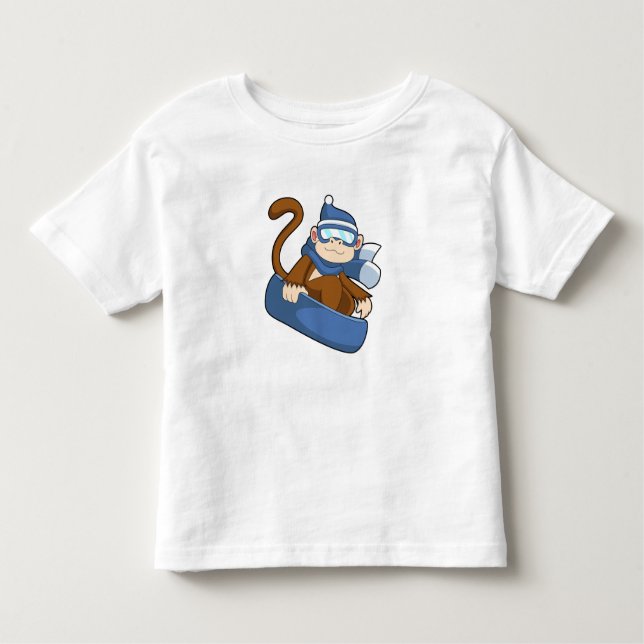 Monkey som Snowboarder med Sonowboard.PNG T Shirt (Framsida)