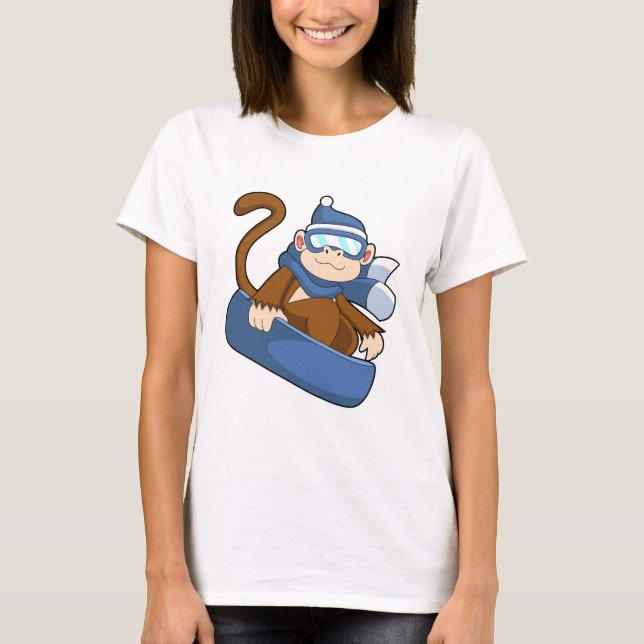 Monkey som Snowboarder med Sonowboard.PNG T Shirt (Framsida)