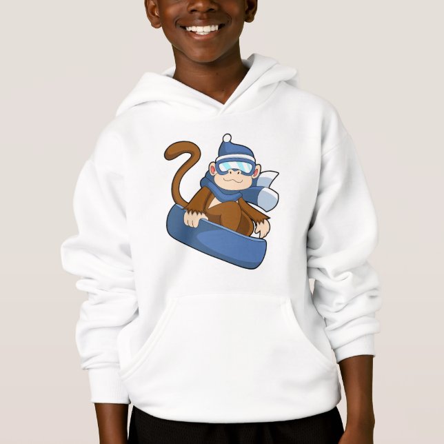 Monkey som Snowboarder med Sonowboard.PNG T Shirt (Framsida)