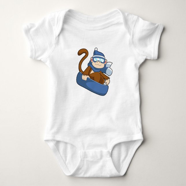 Monkey som Snowboarder med Sonowboard.PNG T Shirt (Framsida)