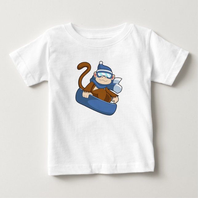 Monkey som Snowboarder med Sonowboard.PNG T Shirt (Framsida)