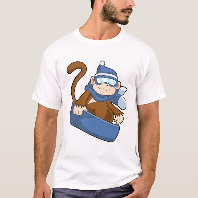 Monkey som Snowboarder med Sonowboard.PNG T Shirt (Framsida)