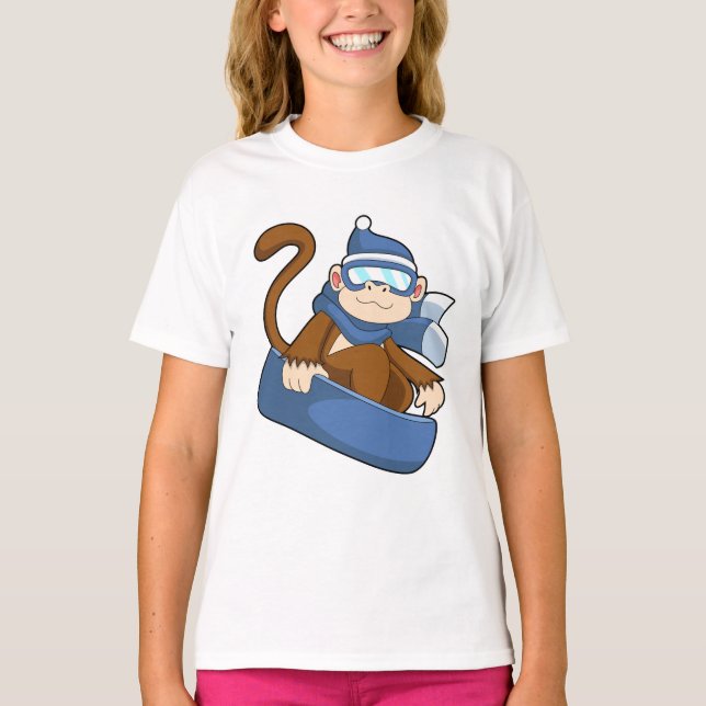 Monkey som Snowboarder med Sonowboard.PNG T Shirt (Framsida)