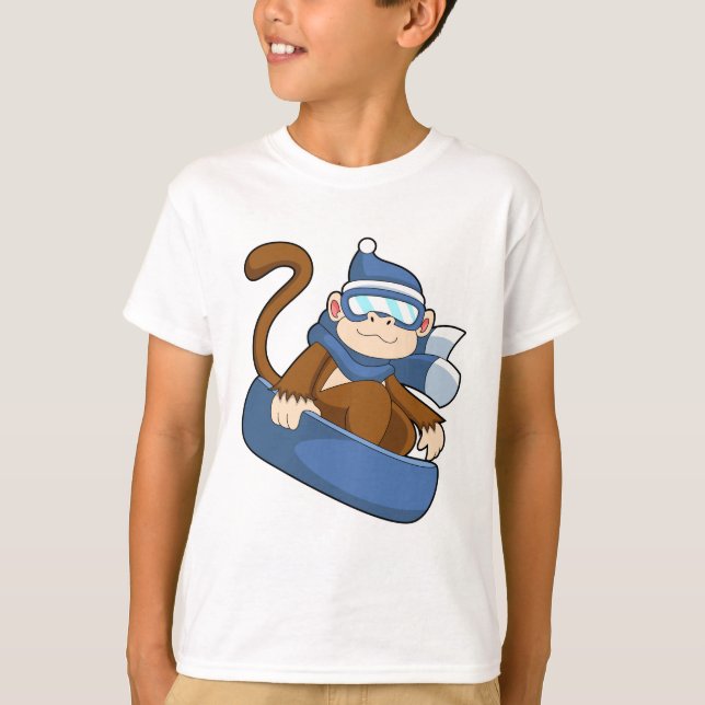 Monkey som Snowboarder med Sonowboard.PNG T Shirt (Framsida)