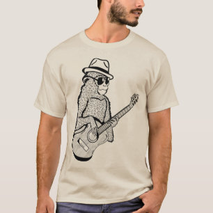 Monkey som spelar ett gitarr t shirt