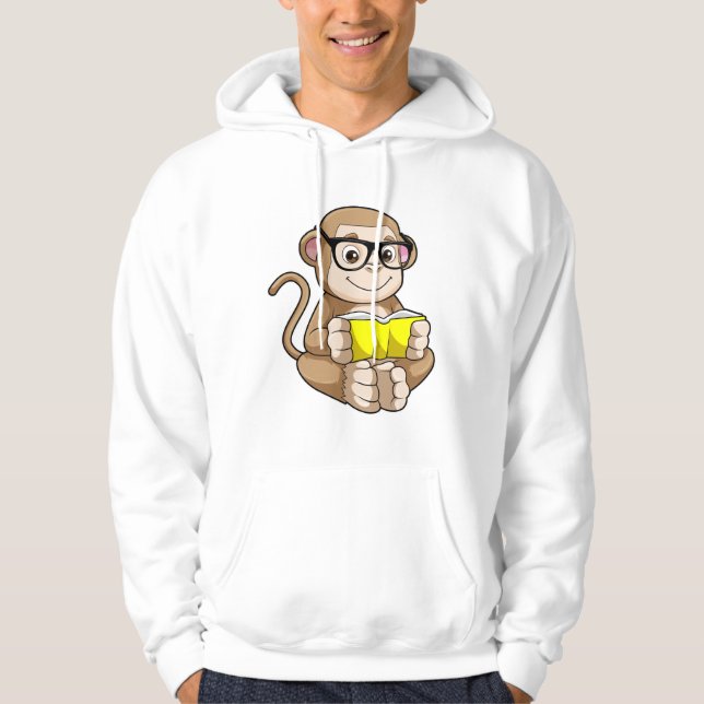 Monkey som Student med glasögon och Bok Hoodie (Framsida)