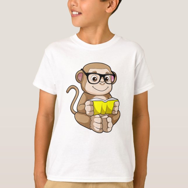 Monkey som Student med glasögon och Bok T Shirt (Framsida)