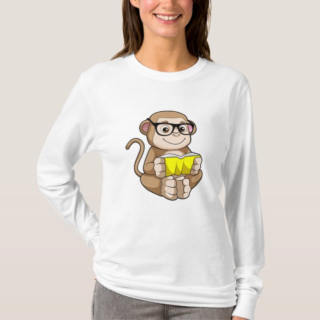 Monkey som Student med glasögon och Bok T Shirt (Framsida)