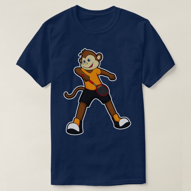 Monkey som tennis-spelare med tennis racket t shirt (Design framsida)