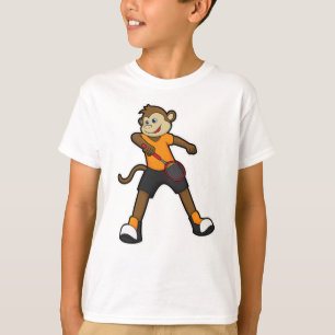 Monkey som tennis-spelare med tennis racket t shirt