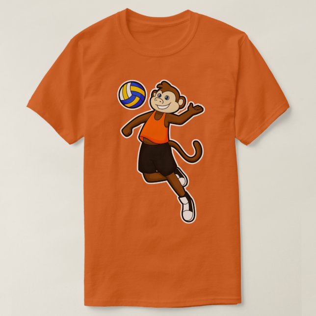 Monkey som Volleyball-spelare med Volleyball T Shirt (Design framsida)