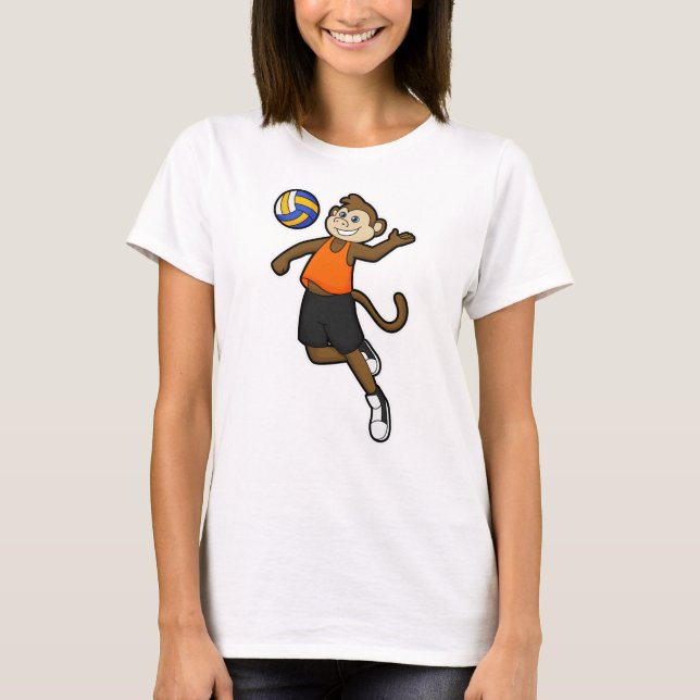 Monkey som Volleyball-spelare med Volleyball T Shirt (Framsida)