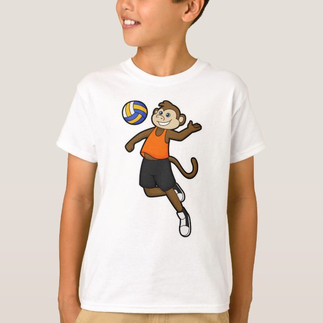Monkey som Volleyball-spelare med Volleyball T Shirt (Framsida)