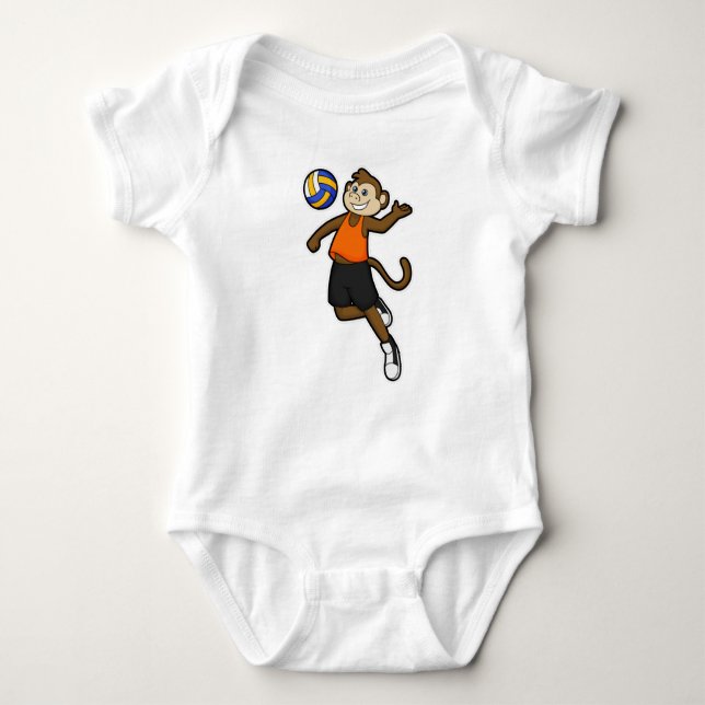 Monkey som Volleyball-spelare med Volleyball T Shirt (Framsida)