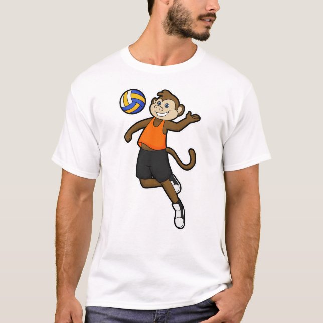 Monkey som Volleyball-spelare med Volleyball T Shirt (Framsida)