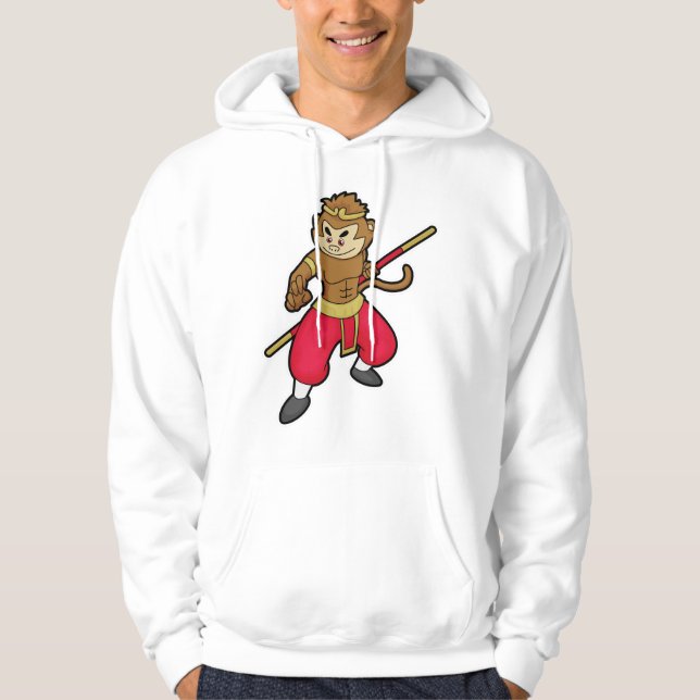 Monkey som Warrior med personal och huvudband Hoodie (Framsida)