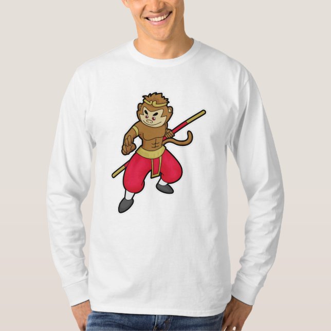 Monkey som Warrior med personal och huvudband T Shirt (Framsida)