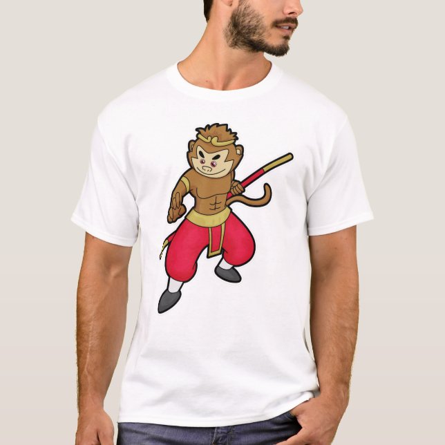 Monkey som Warrior med personal och huvudband T Shirt (Framsida)
