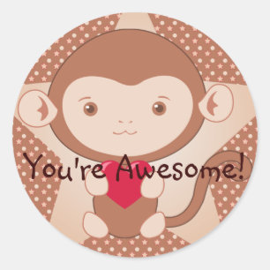 Monkey Stickers Runt Klistermärke