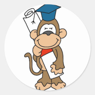 Monkey Student Tshirts och presenter Runt Klistermärke