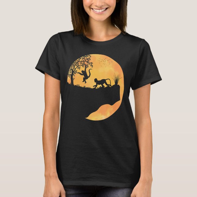 Monkey Sunset För manar Women Cute Monkey T Shirt (Framsida)