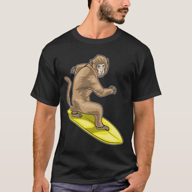 Monkey Surfer Surfboard T Shirt (Framsida)