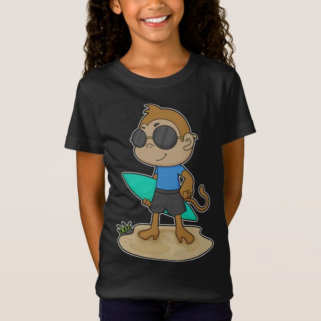 Monkey Surfer Surfboard T Shirt (Framsida)