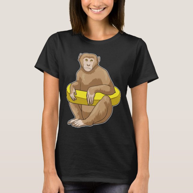 Monkey Swimming Life buoy T Shirt (Framsida)