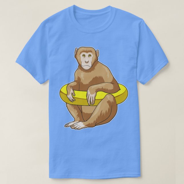 Monkey Swimming Life buoy T Shirt (Design framsida)