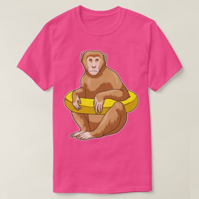 Monkey Swimming Life buoy T Shirt (Design framsida)