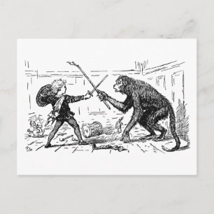 "Monkey Sword Fight" Vykort
