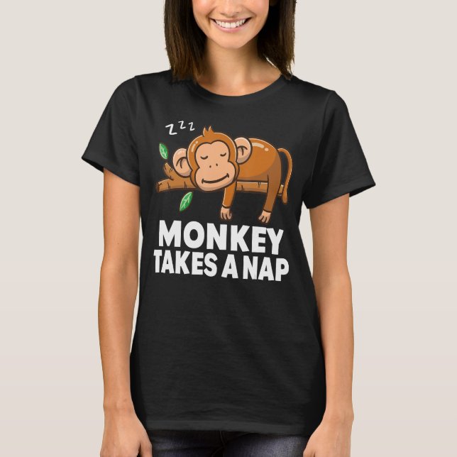 Monkey Takes A Nap  Monkey Pajamas Circus Monkey T Shirt (Framsida)