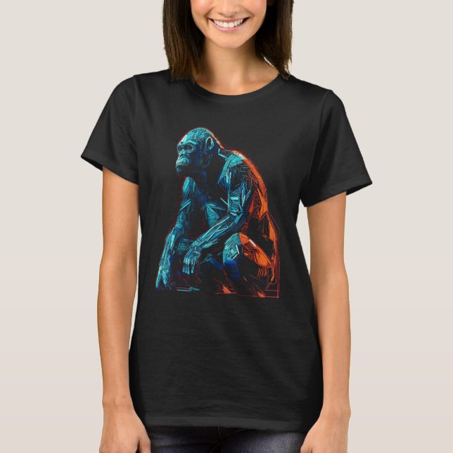 Monkey-teckningar - djurkonst zoo gorilla t shirt (Framsida)