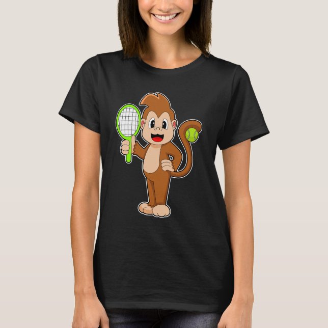 Monkey Tennis Tennis racket T Shirt (Framsida)