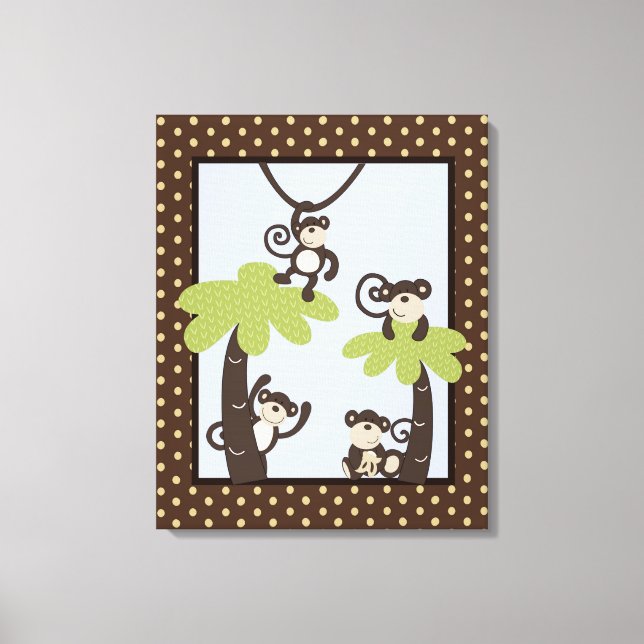 Monkey Time-Mod, apa, 16x20, Canvas Nursery Art (Framsida)