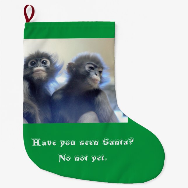 Monkey Tittar för Santa Stor Julstrumpa (Framsidan)