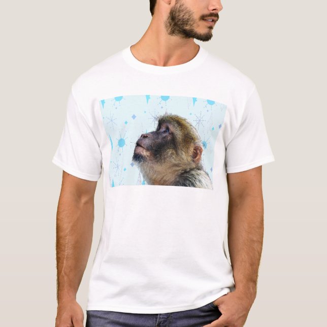 Monkey tittar på Mid Century Modern Tapet T Shirt (Framsida)