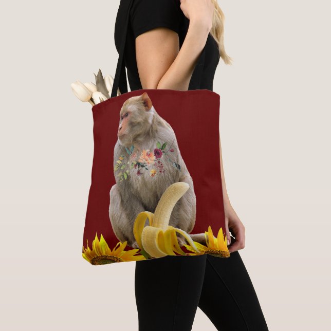 Monkey Tote Bag Tygkasse (Närbild)