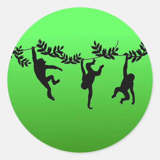 Monkey Troop Runt Klistermärke (Framsida)