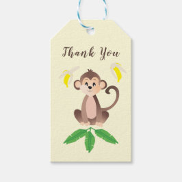 Monkey Tropical Löv Bananas Gult Tack Presentetikett