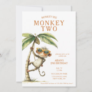 Monkey två andra födelsedag inbjudningar
