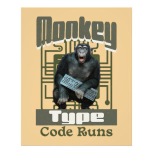 Monkey Type, Code Körs Roligt Fullstack-utvecklare Fototryck